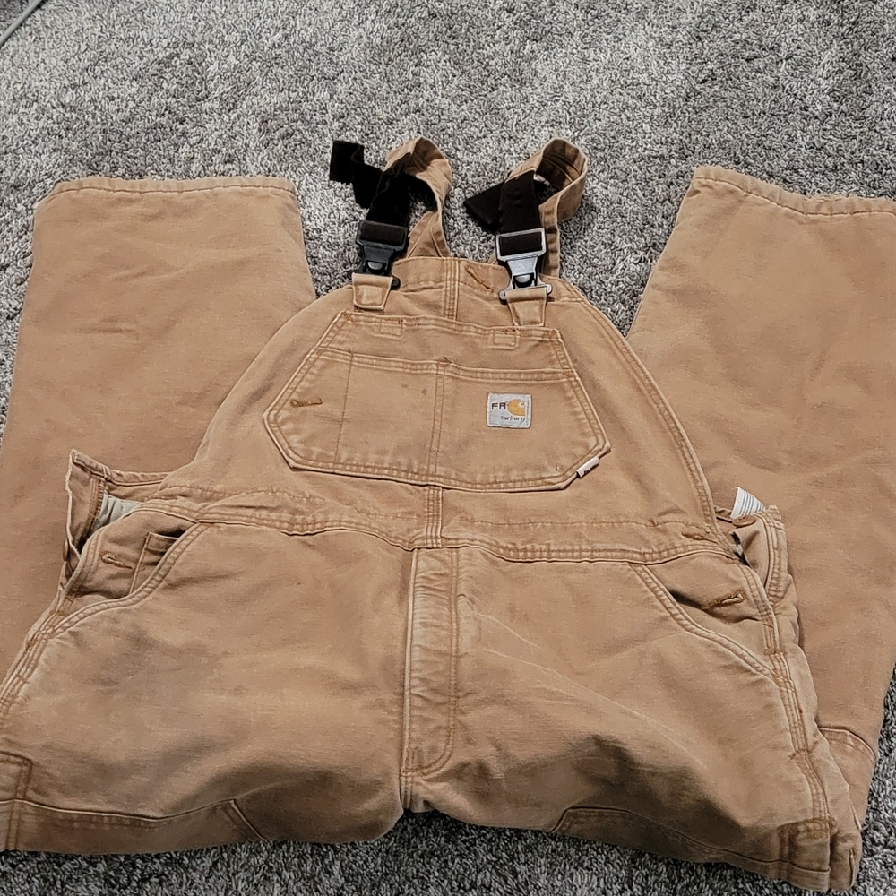 Carharrt FR duck lined work bibs